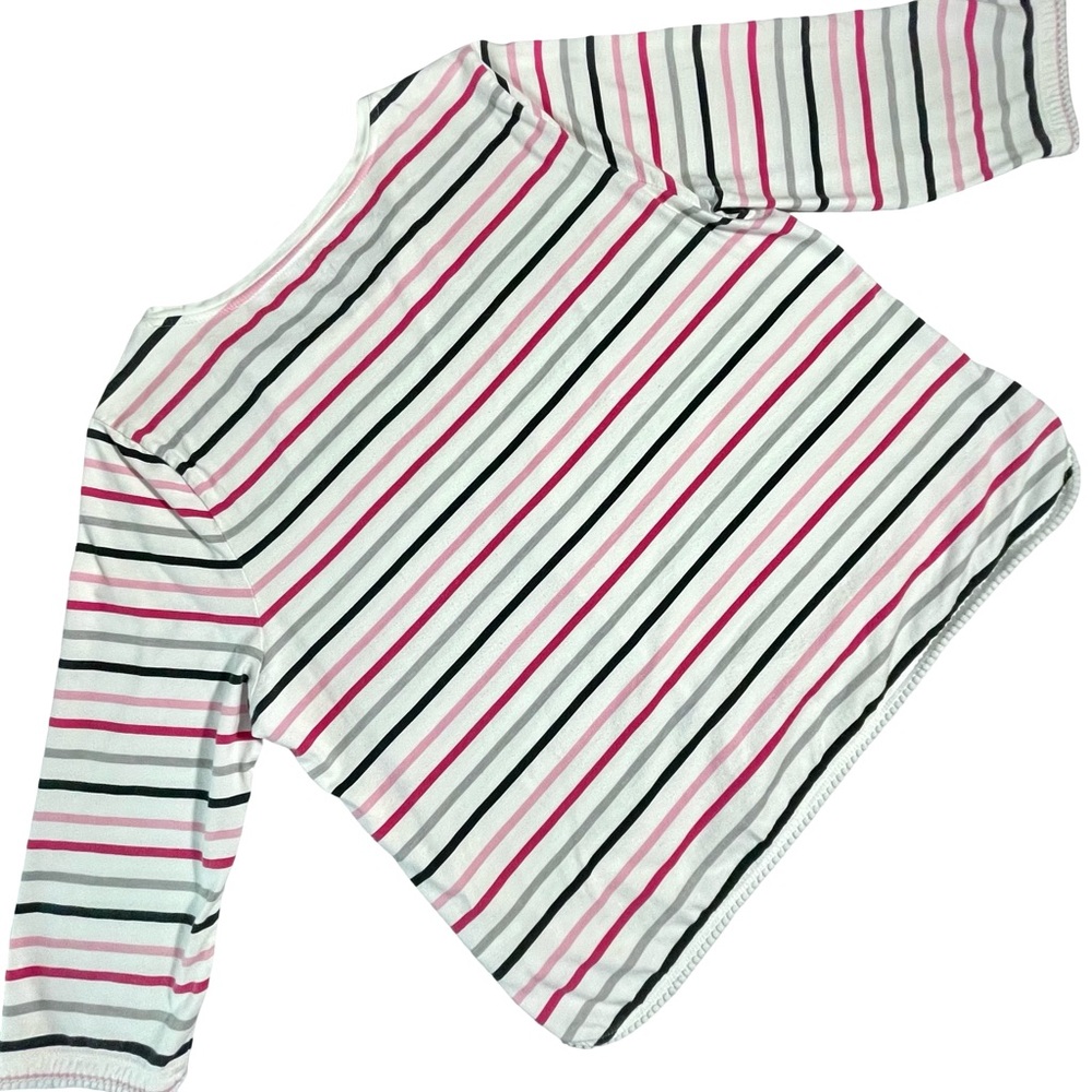 Talbots 3/4 Sleeve Multicolor Nautical Stripes Pom Pom Trim Cotton T-shirt SzXLP - Picture 8 of 9